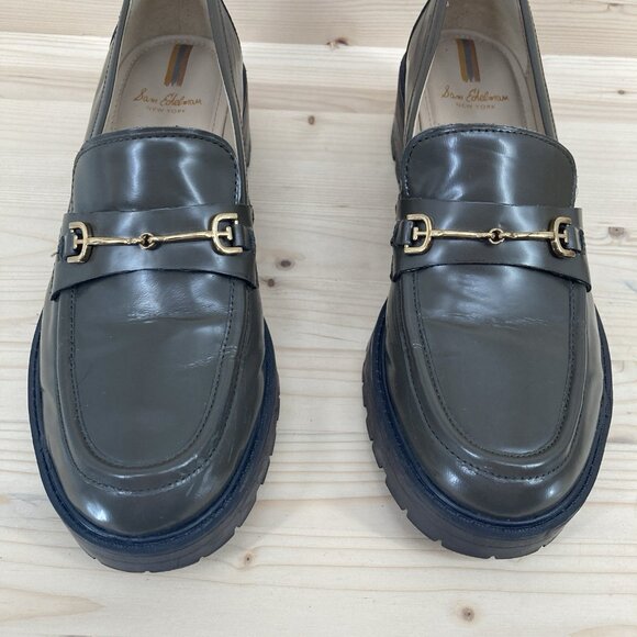 Sam Edelman Womens Penny Loafers Tully Shoes Sz 8.5 Alpine Green Gold Leather - Picture 4 of 16